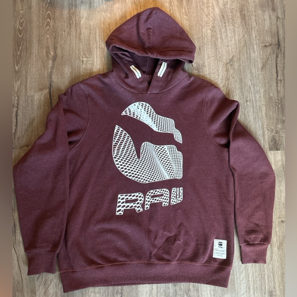 G-Star Raw Hoodie Burgundy Lefan Big Logo Size XL (NWOT)